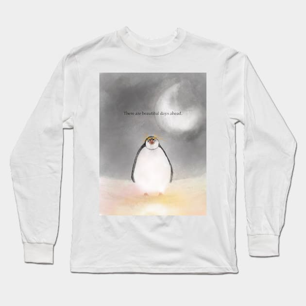 Beautiful days ahead , penguin art, spirit animal Long Sleeve T-Shirt by Treasuredreams